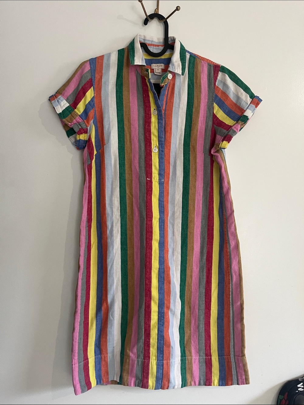 J. Crew Multicolor Vertical Stripe Button-Up dress size XXS